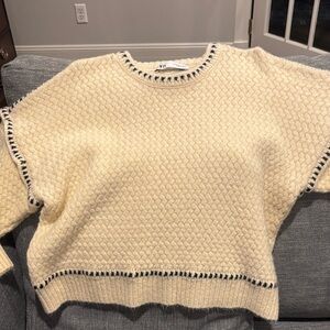 Excellent condition never worn ZARA Cream Sweater with Black Trim
